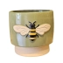 Vaso Cerâmica Cachepot Abelha Honey Bee Artesanato Decorativo Verde 14cm