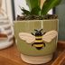 Vaso Cerâmica Cachepot Abelha Honey Bee Artesanato Decorativo Verde 14cm