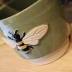 Vaso Cerâmica Cachepot Abelha Honey Bee Artesanato Decorativo Verde 14cm