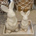 Coelho De Páscoa Escultura Bege Cimento Queimado 21Cm