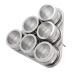 Jg 6 Porta Condimentos Tempero Inox Visor Acrílico Com Suporte Triangular Imã