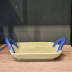 Mini Bandeja Decorativa C/ Alça Cerâmica Multiuso Verde Azul