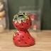 Vaso Cerâmica Formato De Fruta Sobrepostos Morango Artesanato Decorativo Vermelho 12cm