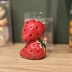 Vaso Cerâmica Formato De Fruta Sobrepostos Morango Artesanato Decorativo Vermelho 12cm
