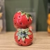 Vaso Cerâmica Formato De Fruta Sobrepostos Morango Artesanato Decorativo Vermelho 12cm
