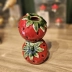 Vaso Cerâmica Formato De Fruta Sobrepostos Morango Artesanato Decorativo Vermelho 12cm