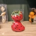 Vaso Cerâmica Formato De Fruta Sobrepostos Morango Artesanato Decorativo Vermelho 12cm