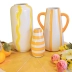 Vaso Cerâmica Laranja Listrado P/ Flores E Arranjos 12cm