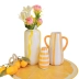 Vaso Cerâmica Laranja Listrado P/ Flores E Arranjos 12cm