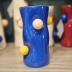 Vaso Decorativo Com Bolinhas Flor Arranjo Enfeite 16Cm Azul