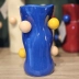 Vaso Decorativo Com Bolinhas Flor Arranjo Enfeite 16Cm Azul